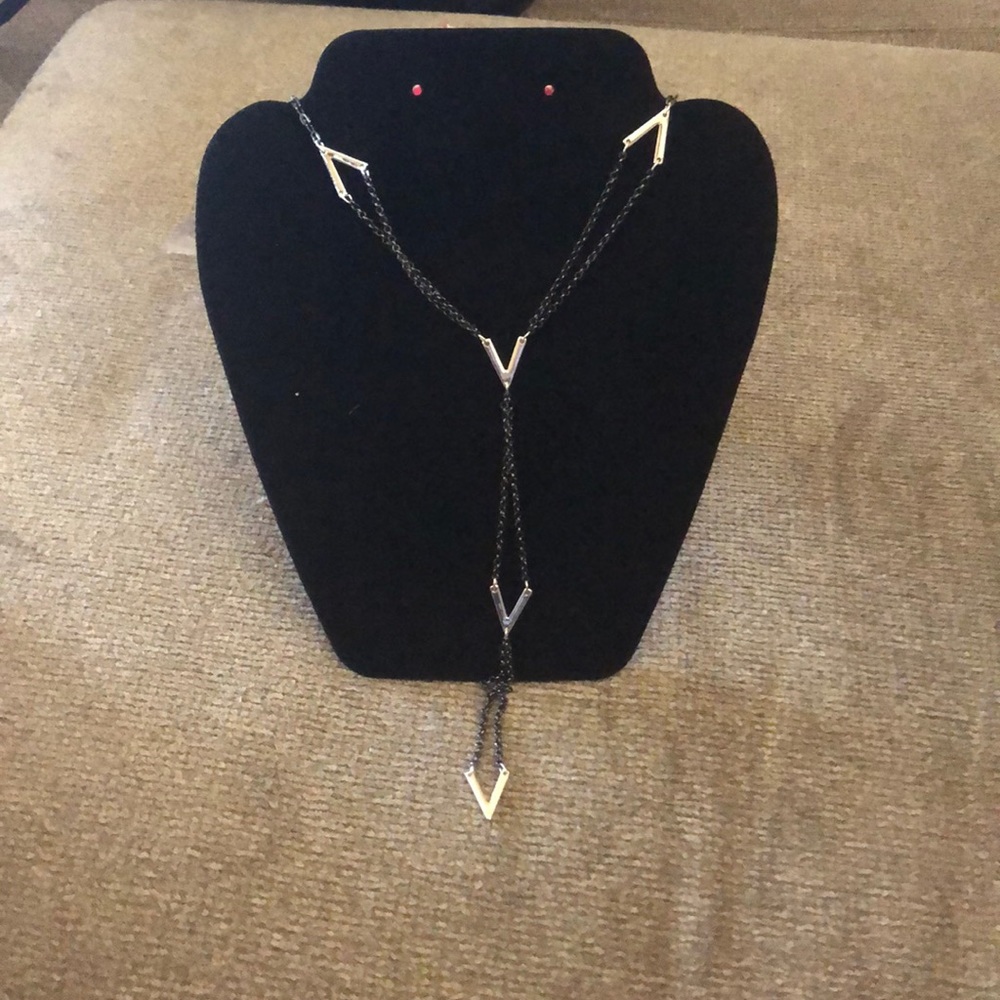 Black and silver triangle necklace
